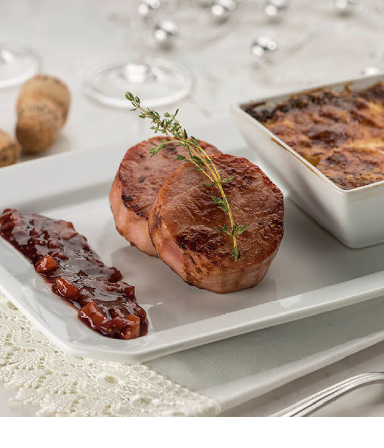 Medalhão de tender ao molho de vinho do porto, damasco e figo