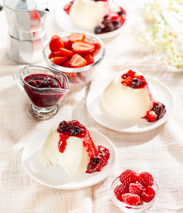 Flan de Iogurte e frutas vermelhas