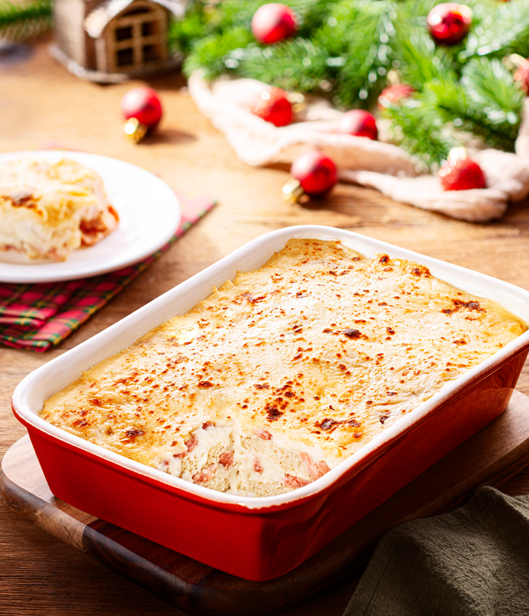 Pão gratinado com molho branco