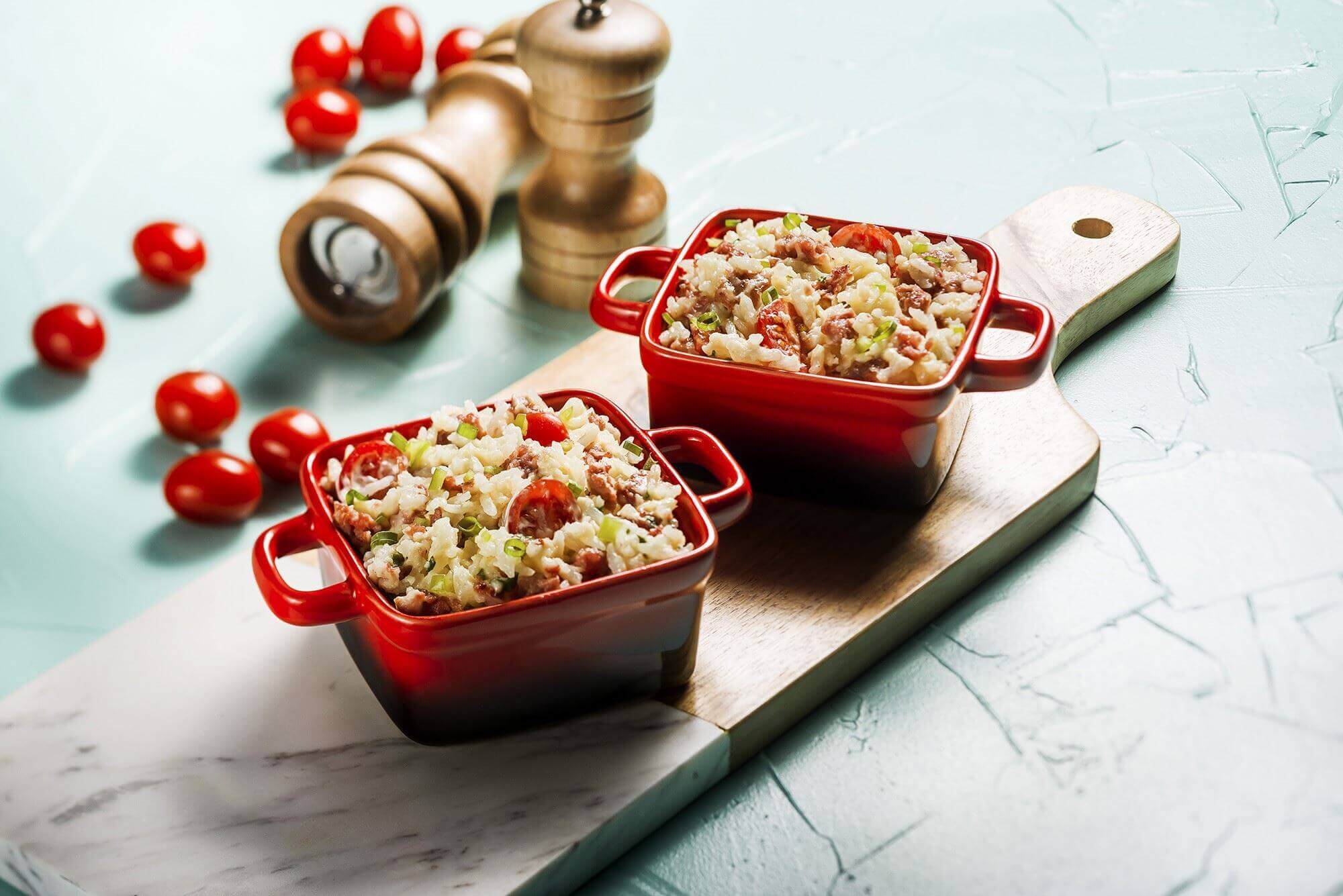 Arroz cremoso apimentado com linguiça